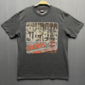 Harley Davidson Shirt Mens Large Gray Sturgis 2016 Black Hills Rally Deadwood